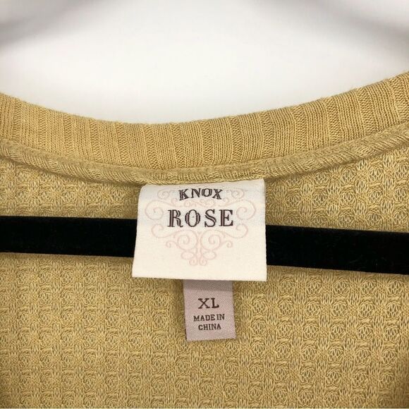 Knox Rose Yellow Thermal Waffle Knit Tunic Top Long Sleeve Womens XL - Picture 3 of 7